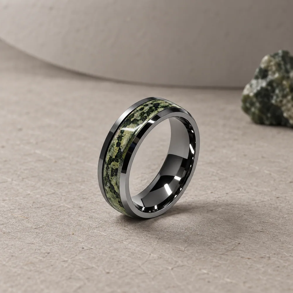 Camo G10 Inlay Tungsten Band · Silver