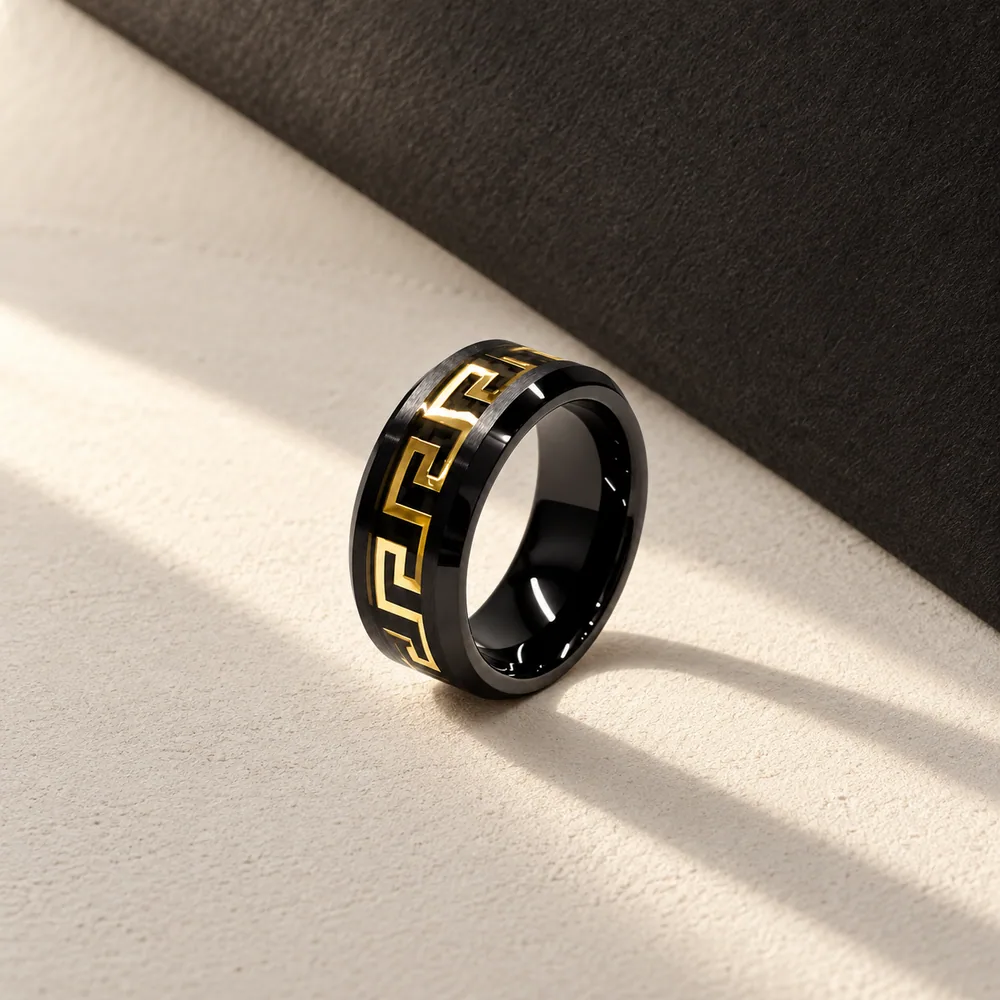 Carbon Fiber Inlay Tungsten Band · Black