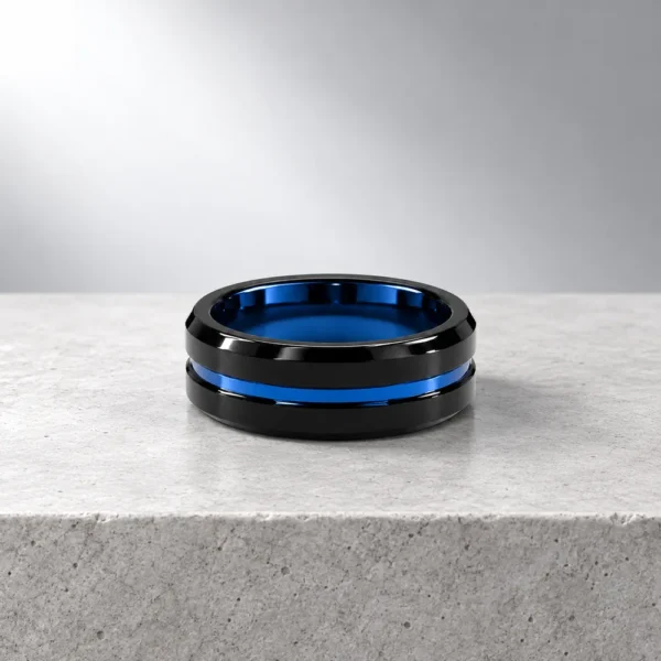 Tungsten Band · Black / Blue, BG025