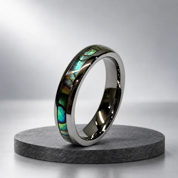 Mother-of-Pearl Inlay Tungsten Band · Silver, BG027
