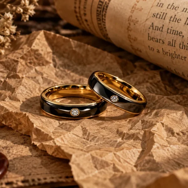 Diamond Channel Tungsten Band · Gold / Silver, BG005