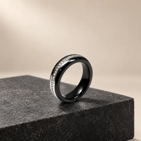 Diamond Channel Tungsten Band · Black, BG010