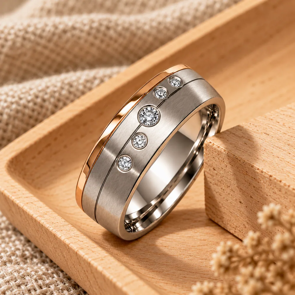 Diamond Titanium Band · Rose Gold / Silver